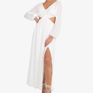 Kittenish white Athens maxi dress